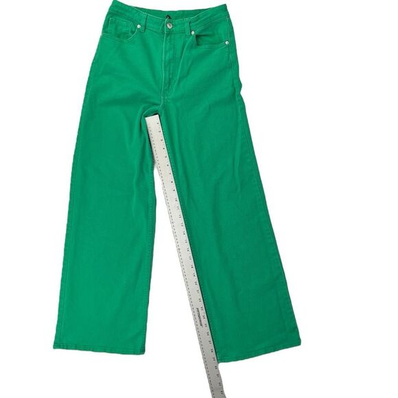 H&M Divided Kelly Green Wide Leg High Waisted Jeans Size 8 - Picture 3 of 6